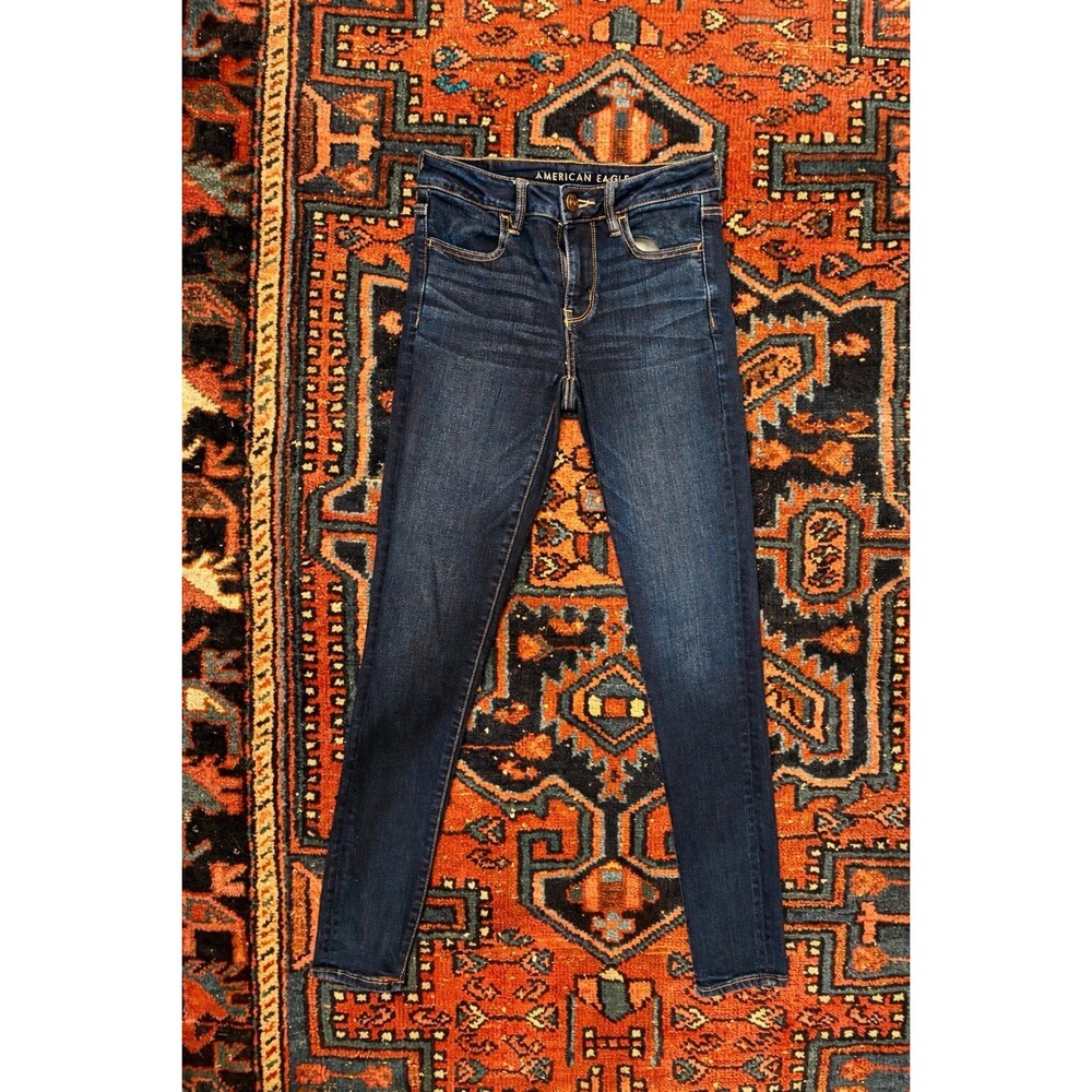 American Eagle Women’s Dark Wash Skinny Jeans Size 4 Long Stretch Denim